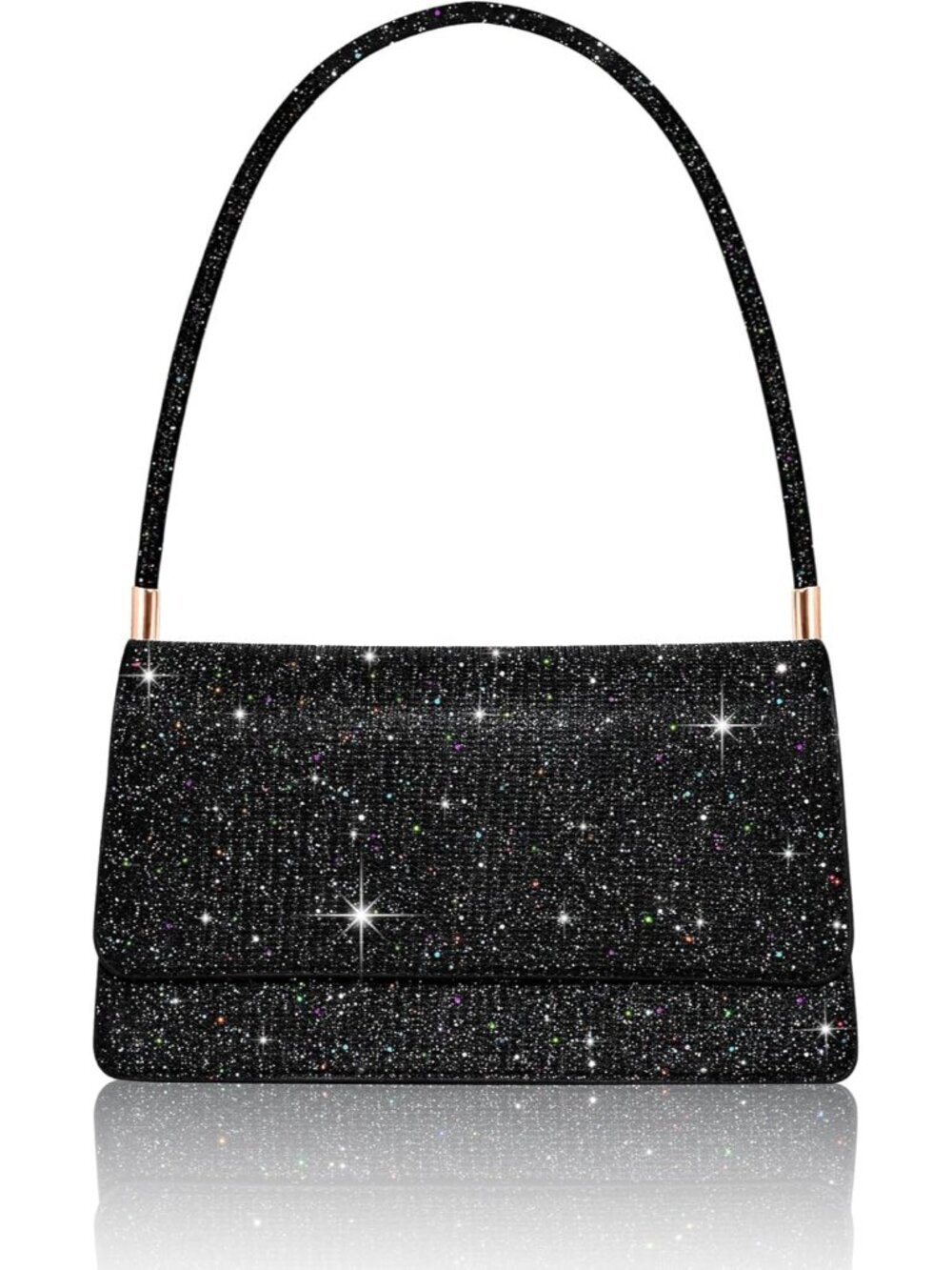 Women's Evening Bag Clutch Purse Black Sparkling Envelope Handbag Wedding Clutch
